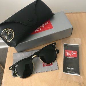 RAYBAN RB3507 clubmasters aluminum polarized black